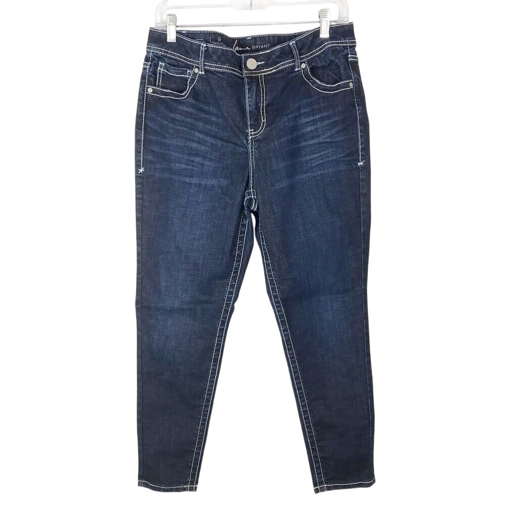 Lane Bryant Jeans Straight Skinny Genius Fit Distressed Slim Cut Size 16 Short